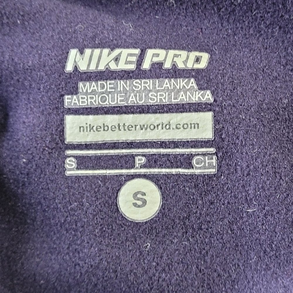 NIKE Woman’s PRO HYPERWARM SIDE TIE long sleeve turtleneck TOP purple size S - Picture 9 of 14
